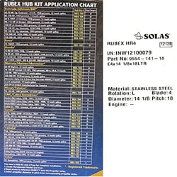 Picture of Solas 9554-141-18 Rubex HR4 Stainless Steel 4-Blade Propeller Left Hand 14-1/8" x 18"