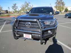 Picture of TrailFX E0029B Grille Guard Powder Coated Gloss Black Steel with Brush Guard
