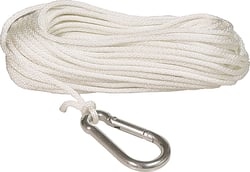 Picture of SeaSense 50013049 Anchor Line 3/16" x 75' White Solid Braid Nylon with Spring Hook