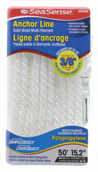 Picture of SeaSense 50013056 Anchor Line 3/8" x 50' White Solid Braid with Hook
