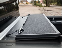 Picture of TrailFX TFX5702 Hard Tri-Fold Tonneau Cover Non-Lockable Black Aluminum