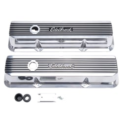 Picture of Edelbrock 4277 Elite II Valve Cover Polished Aluminum Raised Fins Ford FE