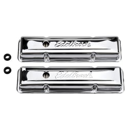 Edelbrock 4449 Signature Series Valve Covers Chrome Low Profile Small Block Chevy 262-400 — image 3