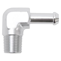 Picture of Edelbrock 8168 90° Heater Hose Fitting 3/8" NPT 3/8" Barb Aluminum