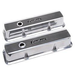 Edelbrock 4277 Elite II Valve Cover Polished Aluminum Raised Fins Ford FE — image 3