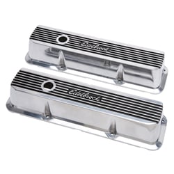 Edelbrock 4277 Elite II Valve Cover Polished Aluminum Raised Fins Ford FE — image 2