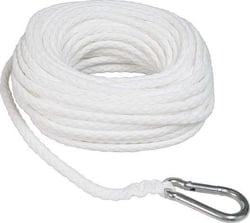 Picture of SeaSense 50013046 Anchor Line 3/8" x 75' Hollow Braid with Spring Hook - White