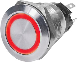 Picture of Blue Sea Systems 4162 Push Button Switch with LED Ring, Red, Off-On, 10A