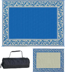 Picture of Ming's Mark RD3-BLU Reversible Classical Patio Mat 6' x 9' Blue/Beige