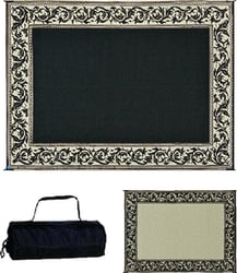 Picture of Ming's Mark RD1-BLK 6' x 9' Reversible Patio Mat Black/Beige Classical