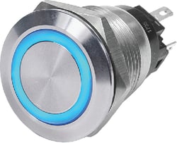 Picture of Blue Sea Systems 4161 Push Button Switch Off-(On) Blue LED Ring 10A