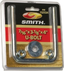 Picture of C.E. Smith 15253A Zinc U-Bolt 7/16"-14 x 3-1/8" x 4" Square Bend with Nuts and Washers