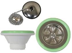 Picture of Scandvik 10300P Marine Sink Drain 1-1/4" Outlet with Stopper and Chain