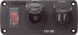 Picture of Blue Sea Systems 4363 Water-Resistant Accessory Panel with USB Charger and 12V Socket
