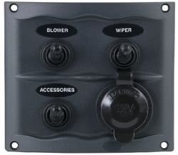 Picture of BEP Marine 9003WPS Waterproof 3-Switch Panel with 12V Power Socket