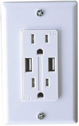 Picture of RV Designer S850 Dual AC Outlet with Cover and 2 USB Charging Ports White