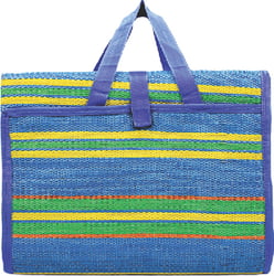 Picture of Camco 42814 Handy Mat with Strap 72" x 108" Blue/Green Stripe Reversible Outdoor Mat