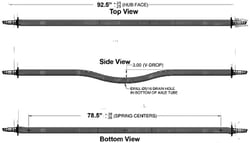 Picture of Dexter Axle 46063 Galvanized Trailer Axle 2x2 Square Tube 3" V-Drop 5 Lug
