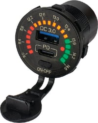 Picture of Sea-Dog Line 4265191 Rainbow Volt Meter with USB 3.0 & USB-C Power Socket