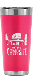 Picture of Camco 53061 Life Is Better At The Campsite Tumbler - Painted Coral Pink 20oz