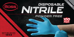 Picture of Boss Gloves B21041M 4 Mil Blue Nitrile Disposable Gloves 100 Count Medium