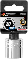 Picture of Performance Tool W38220 3/8" Drive 6-Point Standard Socket 20mm