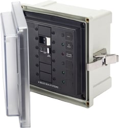 Picture of Blue Sea Systems 3120 SMS Enclosed ELCI Main Circuit Breaker Panel 50A 240V AC with Two Blank Circuit Positions