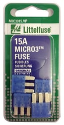 Picture of Littelfuse MIC3015VP Micro3 15 Amp Blade Fuse