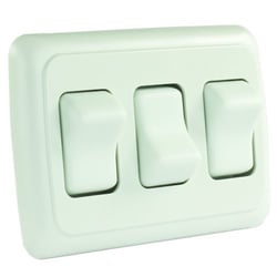 Picture of JR Products 12025 Triple On-Off Rocker Switch White with Bezel