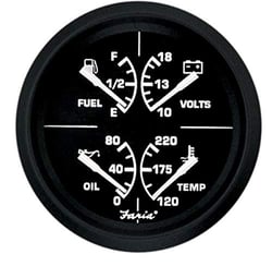 Faria Instruments 32851 Euro Black 4-in-1 Multifunction Gauge Fuel/Oil/Temp/Volt — image 2