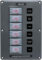 Picture of Blue Sea Systems 4322BSS 6-Position Water-Resistant Circuit Breaker Switch Panel