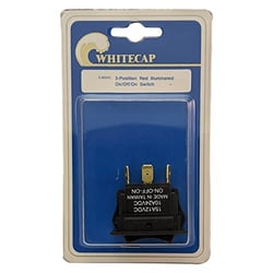 Picture of Whitecap Industries S8054C 3-Position Illuminated Rocker Switch, On-Off-On, Red LED, 12V 15A