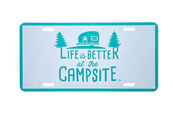 Picture of Camco 53251 Life Is Better At The Campsite Novelty License Plate 6" x 12" Teal Blue