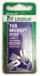 Picture of Littelfuse MIC2015VP Micro2 15 Amp Automotive Blade Fuse 32V Blue (Pack of 5)