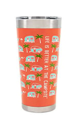 Picture of Camco 53322 Palm Trees RVs Tumbler 20 oz Orange Insulated Stainless Steel