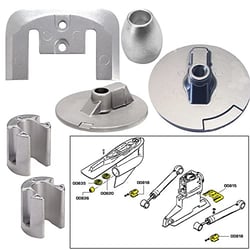 Picture of Tecnoseal 20805 Anode Kit for Mercury Bravo 3 2004-Present with Hardware Zinc