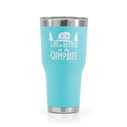 Picture of Camco 53058 Life is Better at the Campsite Insulated Tumbler 30 oz Cool Blue