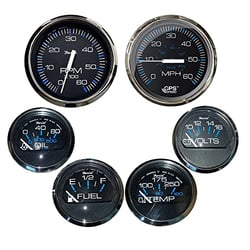 Picture of Faria Instruments KTF064 Chesapeake Black 6 Gauge Boxed Set with Stainless Steel Bezel