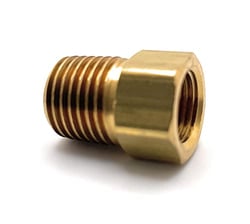 Picture of AP ME2132P Brass Propane Adapter Fitting 1/4" Female Inverted Flare x 1/4" Male NPT