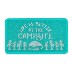 Picture of Camco 53199 Life is Better at the Campsite Scrub Rug - Teal/White 26.5" x 15"