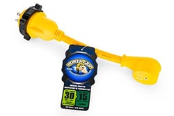 Picture of Camco 55616 PowerGrip 12" Marine Electrical Adapter 30 Amp Male to 15 Amp Female