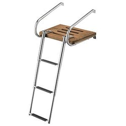 Picture of Whitecap Industries 68906 Teak Swim Platform with 3-Step Telescoping Ladder