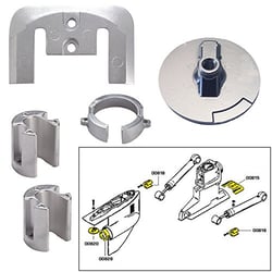Picture of Tecnoseal 20803AL Aluminum Anode Kit for Mercury Bravo 1 Outdrives with Hardware