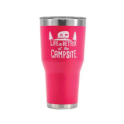 Picture of Camco 53062 Life Is Better At The Campsite Tumbler 30 oz Coral Stainless Steel