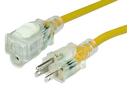 Picture of Marinco 150050 50' Locking Extension Cord 15A 14/3 AWG Lighted Yellow
