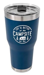 Picture of Camco 53324 Life Is Better At The Campsite Tumbler 30 Oz Navy Blue Insulated