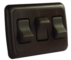 Picture of JR Products 12155 Triple Rocker Switch Assembly Brown