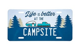 Picture of Camco 53250 Life Is Better At The Campsite Novelty License Plate 6" x 12" Navy Blue