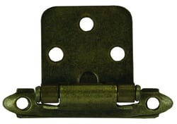 Picture of JR Products 70585 Self-Closing Flush Mount Cabinet Hinge Antique Brass (2-Pack)