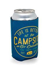 Picture of Camco 53247 Life is Better at the Campsite Neoprene Can Holder Navy/Yellow